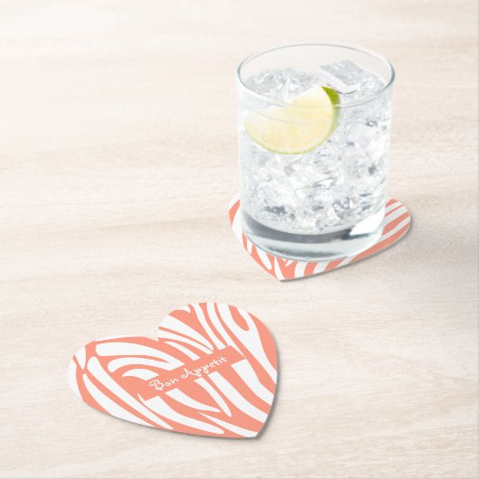 Pink Coral Striped Zebra Pattern Trend personalise Kartonnen Onderzetters (Insitu)