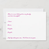 Pink Coreopsis Daisy Het is een Girl Baby kondigin Aankondiging (Achterkant)