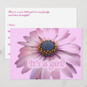 Pink Coreopsis Daisy Het is een Girl Baby kondigin Aankondiging (Voorkant / Achterkant)