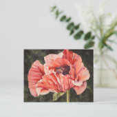 Pink Corn Poppy All Occasion Waterverf Briefkaart (Staand voorkant)