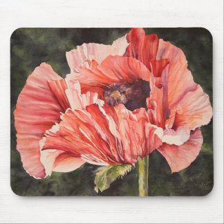 Pink Corn Poppy Botanical Floral Computer Mousepad Muismat