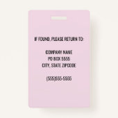 Pink Corporate Logo Medewerker Fotobadge Badge (Achterkant)