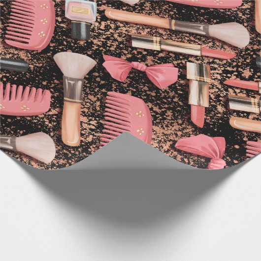 Pink Cosmetics Pattern Glitter Cadeaupapier (Hoek)