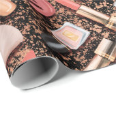 Pink Cosmetics Pattern Glitter Cadeaupapier (Rol Hoek)