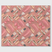 Pink Cosmetics Pattern Glitter Cadeaupapier (Vlak)