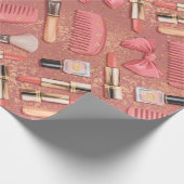 Pink Cosmetics Pattern Glitter  Cadeaupapier (Hoek)