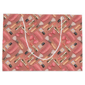 Pink Cosmetics Pattern Glitter Groot Cadeauzakje (Achterkant)