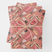 Pink Cosmetics Pattern Glitter  Inpakpapier Vel (In situ)