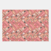 Pink Cosmetics Pattern Glitter Inpakpapier Vel (Voorkant)