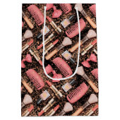 Pink Cosmetics Pattern Glitter  Medium Cadeauzakje (Achterkant)