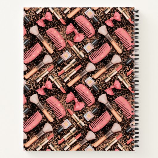 Pink Cosmetics Pattern Glitter  Notitieboek (Achterkant)