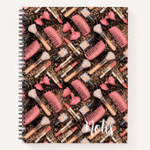 Pink Cosmetics Pattern Glitter Notitieboek (Voorkant)