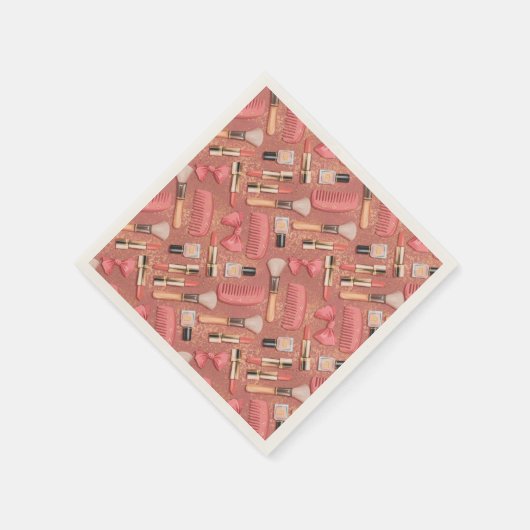 Pink Cosmetics Pattern Glitter  Servet (Hoek)