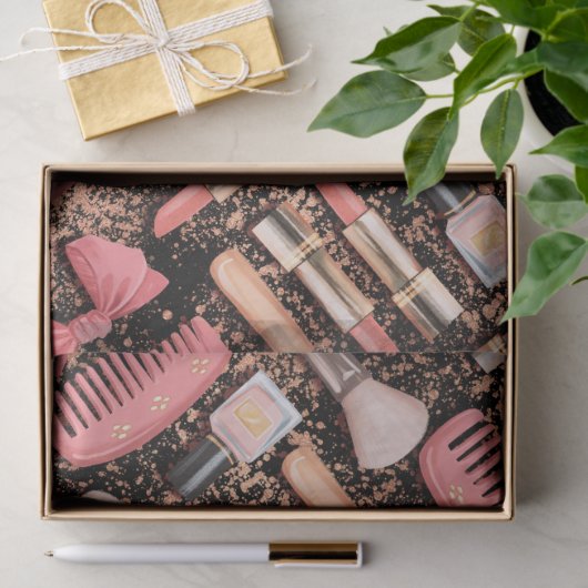 Pink Cosmetics Pattern Glitter  Tissuepapier (Geschenk)