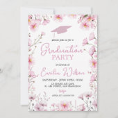 Pink Cosmos & Bee Graduation Invitation Kaart (Voorkant)