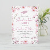 Pink Cosmos & Bee Graduation Invitation Kaart (Staand voorkant)