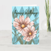 Pink Cosmos Birthday Kaart (Voorkant)