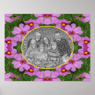 Pink Cosmos Daisy Flowers Lijst Uw foto toevoegen Poster