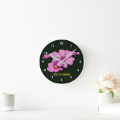 Pink Cosmos Daisy Flowers Personalized Ronde Klok (Huis)
