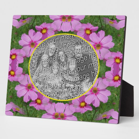 Pink Cosmos Daisy Flowers Uw foto toevoegen Fotoplaat (Zijkant)