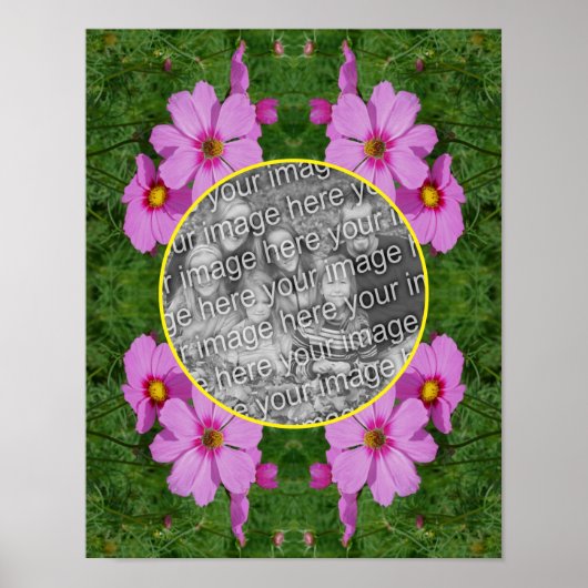 Pink Cosmos Flowers Lijst Uw eigen foto toevoegen Poster (Voorkant)