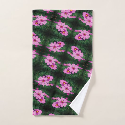 Pink Cosmos Flowers Pattern Bad Handdoek (Handdoek)