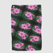 Pink Cosmos Flowers Pattern Golfhanddoek (Voorkant)