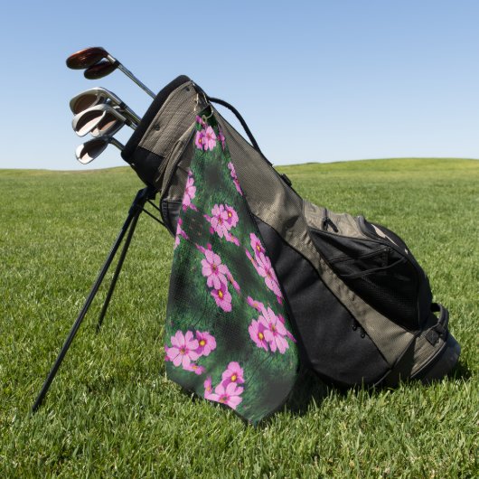 Pink Cosmos Flowers Pattern Golfhanddoek (Groen)