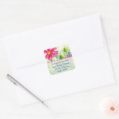 Pink Cosmos Waterverf Wildflowers Retouradres Vierkante Sticker (Envelop)