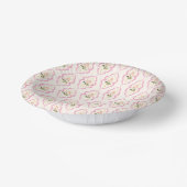 Pink Cottage Floral Ogee Patterned Papieren Kommen (Gebogen)
