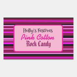 Pink Cotton candyfloss rock snoep label