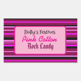 Pink Cotton candyfloss rock snoep label