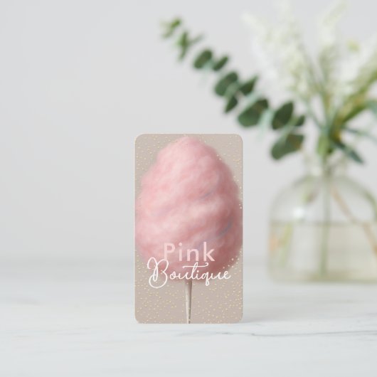 Pink Cotton Snoep Sugar & Gold Confetti Boutique Visitekaartje (Staand voorkant)
