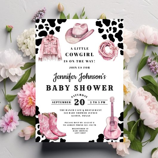 Pink Country Cowgirl Baby Shower Kaart