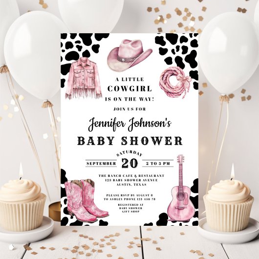 Pink Country Cowgirl Baby Shower Kaart