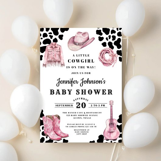 Pink Country Cowgirl Baby Shower Kaart