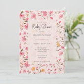 Pink Country Floral Baby Shower Kaart (Staand voorkant)