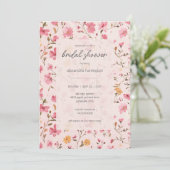 Pink Country Floral Bridal Shower  Kaart (Staand voorkant)