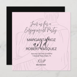 Pink Couple Hugging Script Engagement Party Save The Date