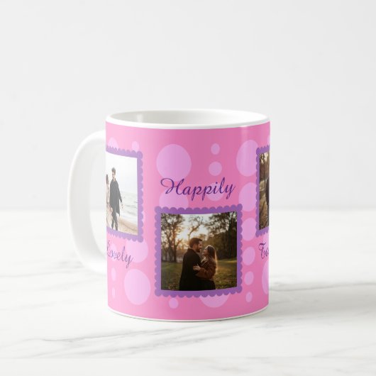 Pink Couple Photo Design with Custom Text Coffee M Koffiemok (Voorkant links)