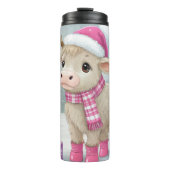Pink Cow Christmas Tumblr – Cute Holiday Gift Thermosbeker (Voorkant)