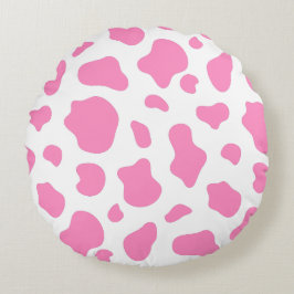 Pink Cow Print Decorative Pillow Rond Kussen