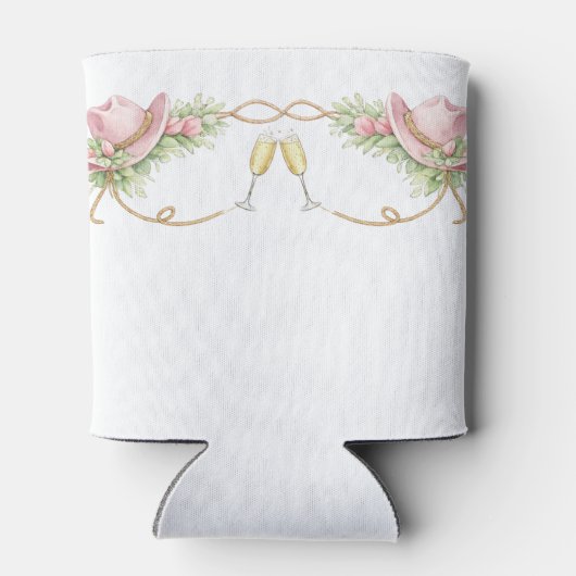 Pink Cowboy Hat Rustic Wedding Blikjeskoeler (Achterkant)