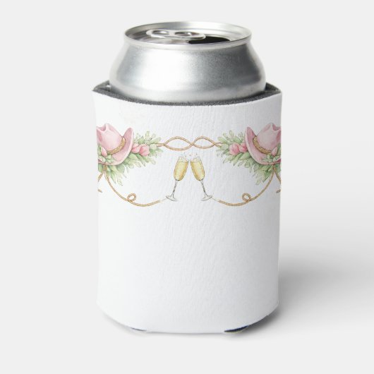 Pink Cowboy Hat Rustic Wedding Blikjeskoeler (Blikje Achterkant)