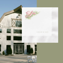 Pink Cowboy Hat Rustic Wedding Cocktail Servet