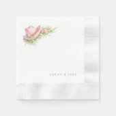 Pink Cowboy Hat Rustic Wedding Cocktail Servet (Voorkant)