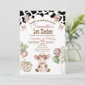 Pink Cowgirl 1st Birthday Invitation | First Rodeo Kaart (Staand voorkant)