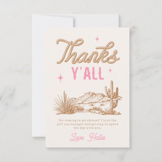 Pink Cowgirl Bedankt Card (Voorkant)