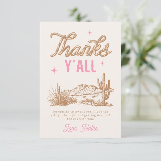 Pink Cowgirl Bedankt Card (Staand voorkant)