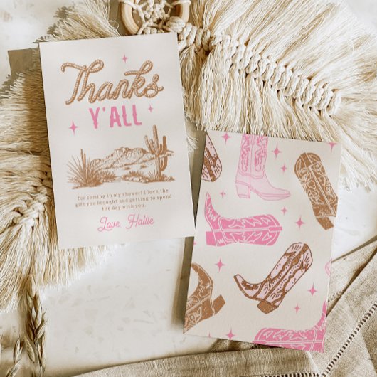 Pink Cowgirl Bedankt Card